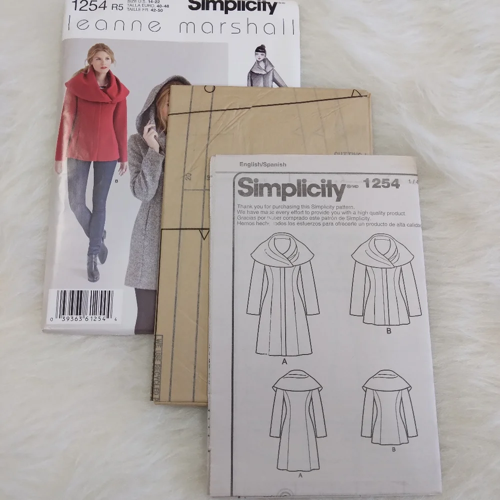 Simplicity 1254 EASY lined coat by Leanne Marshall sz 14-22